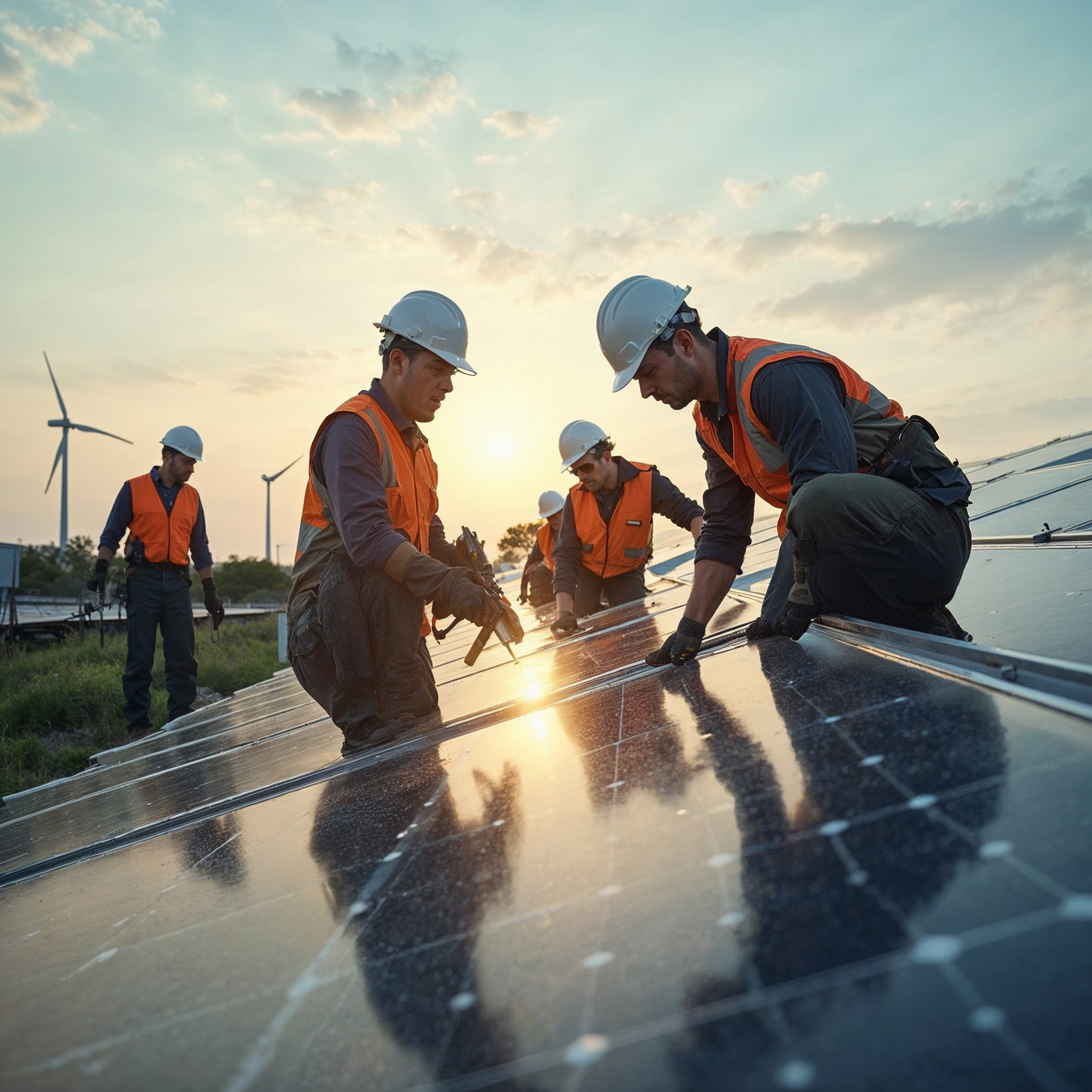 Équipe kWh Québec sur un chantier solaire